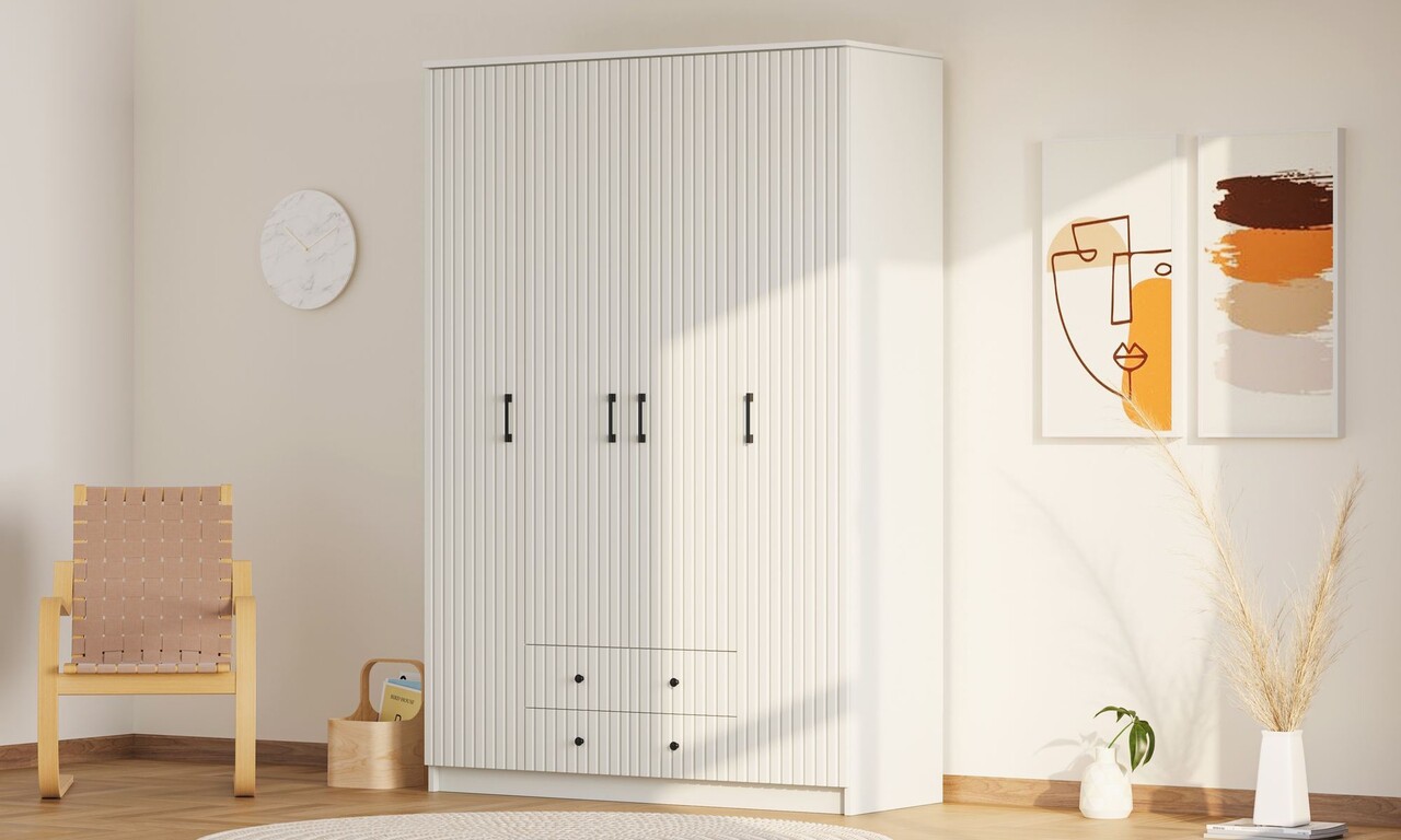 Dulap pentru haine, Hanah Home, Rb-185-03, 140x210x52 cm, Alb mat - imagine 6